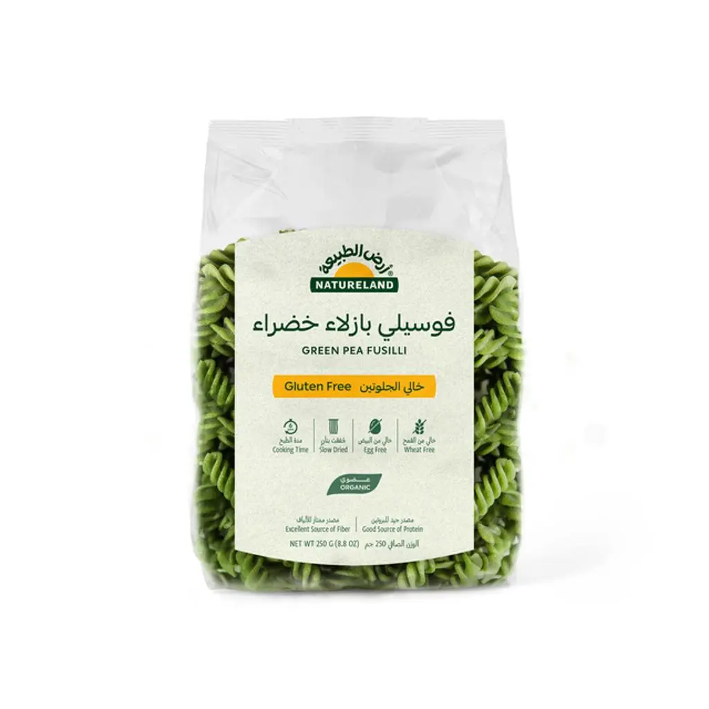 معكرونة فوسيلي بازلاء خضراء عضوي